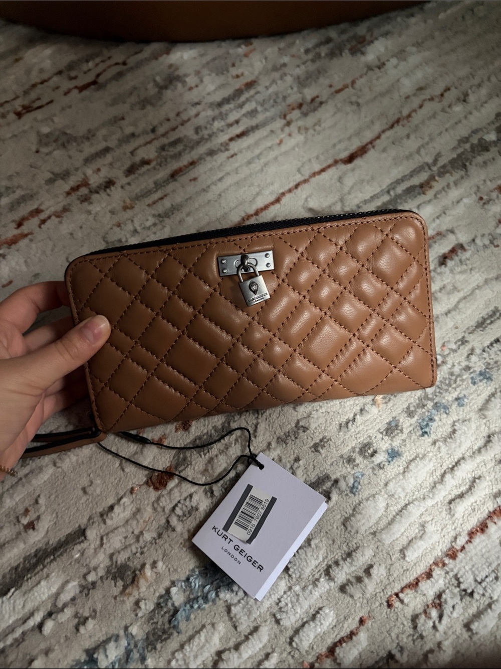 Kurt Geiger London Quilted Leather Zip Around Wallet new with tags